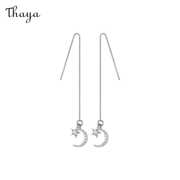 Thaya 925 Silber Stern-Mond-Ohrringe