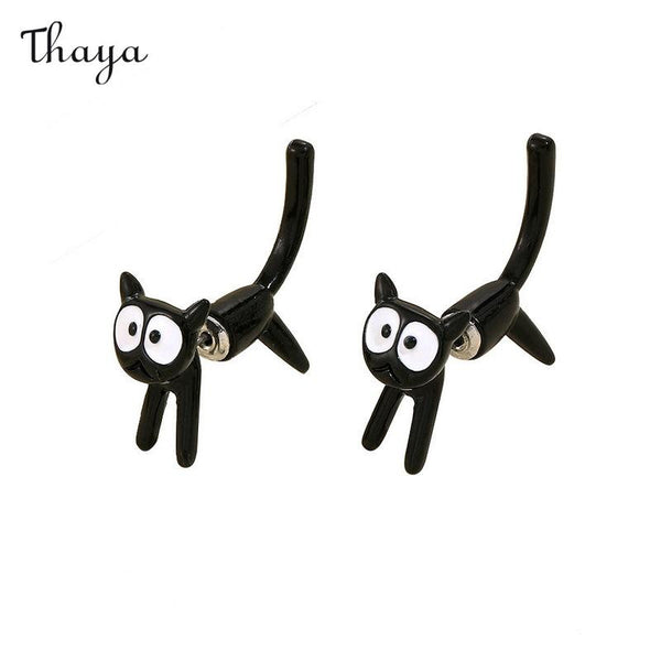 Thaya Cute Kitten Pierced Earrings