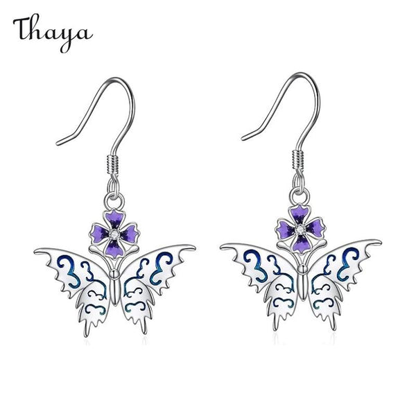 Thaya Emaille Schmetterlingsblumen-Ohrringe