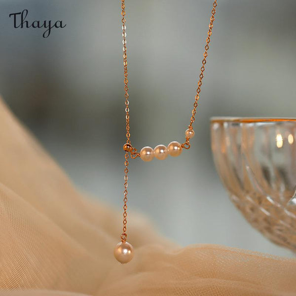 Thaya 925 Silber Imitationsperlenkette