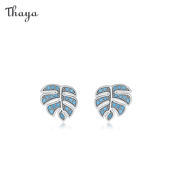 Thaya 925 Silver Turquoise Leaf Earrings