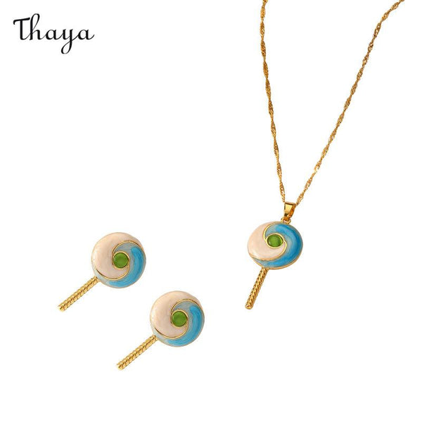 Thaya Lollipop Oil Drop Earrings & Necklace