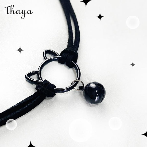 Thaya Dark Cat Bell Necklace