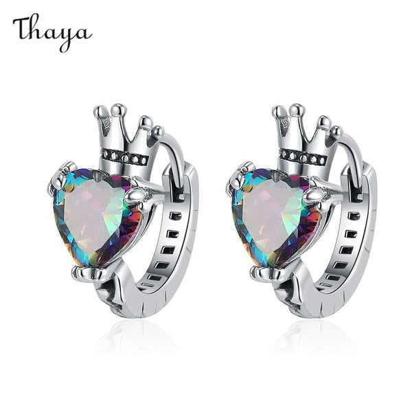 Thaya Crown Color Zirconium Diamond Earrings