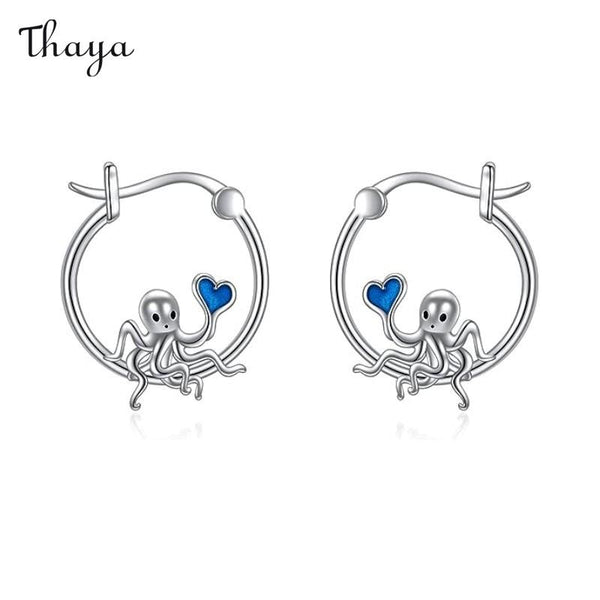 Thaya Boucles d'oreilles drôles en forme de cœur de poulpe