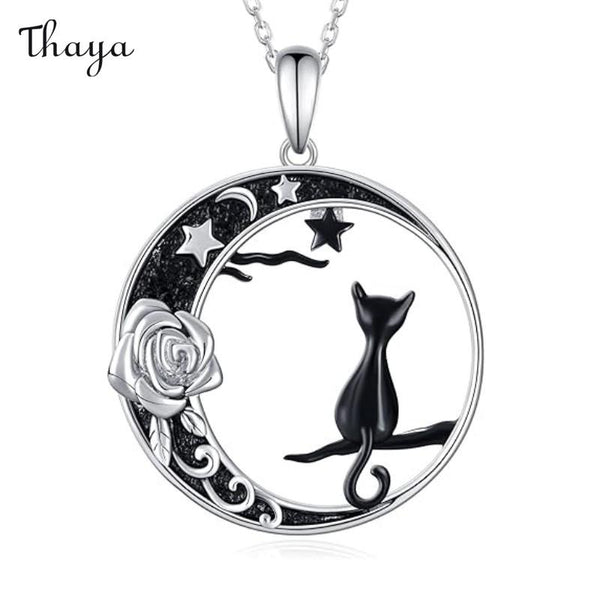 Thaya Rose Black Cat Necklace