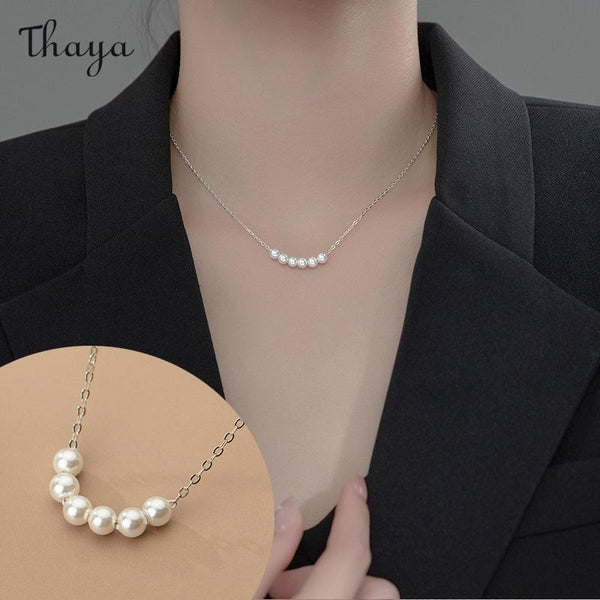 Thaya 925 Silver Six Synthetic Pearl Necklace