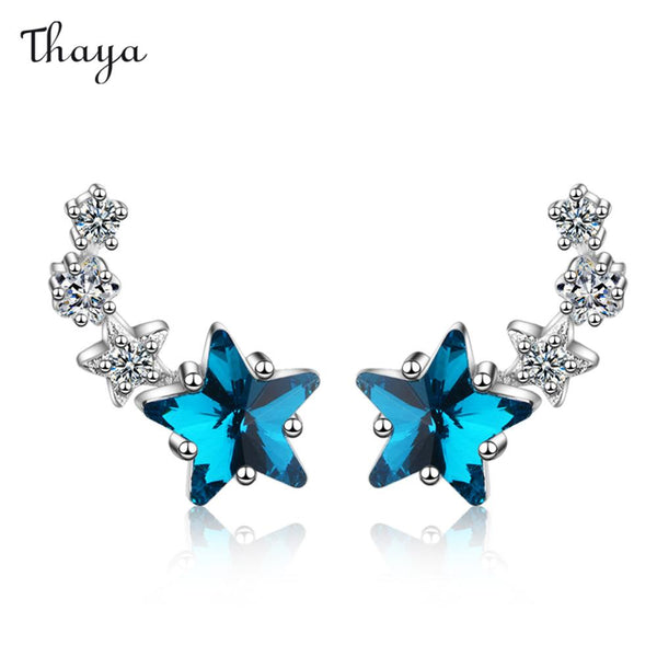 Thaya Blue Five-Pointed Star Earrings