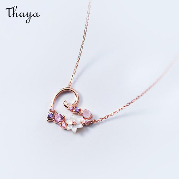 Thaya 925 Silver Flower Heart Necklace