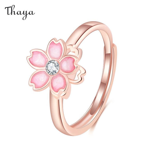 Thaya 925 Silver Sakura Spinner Ring