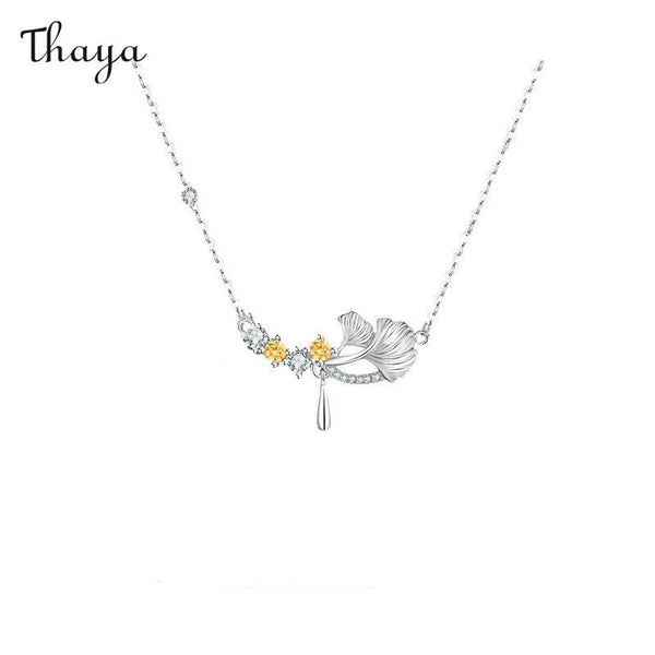 Thaya 925 Silver Apricot Leaf Necklace