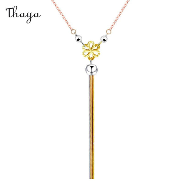 Thaya 925 Silver 18K Gold Plated  Tassel Clavicle Chain Necklace