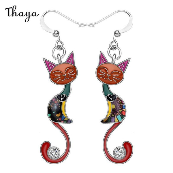 Thaya Cute Colorful Cat Earrings