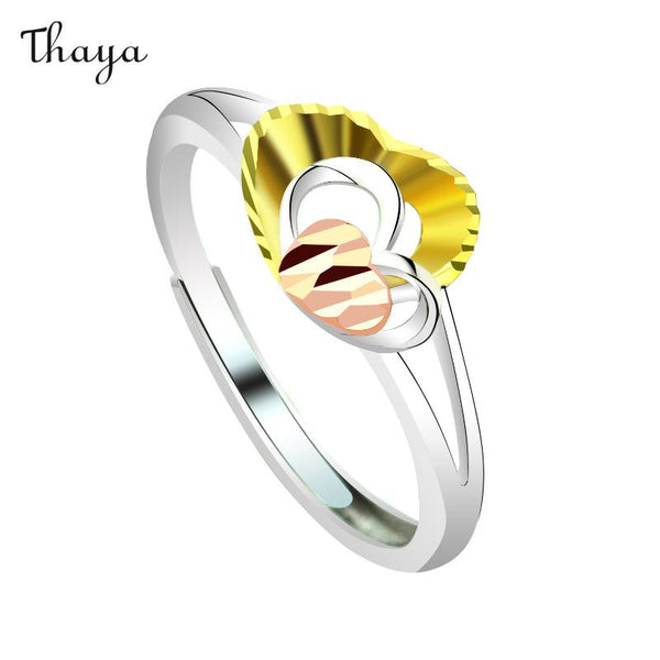 Thaya  925 Silver Color Gold Love Ring