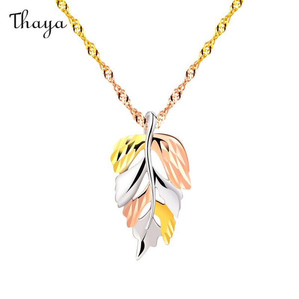 Thaya 925 Silver  18K Gold Plated Color Leaf Necklace