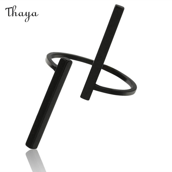 Thaya Schlichter offener geometrischer Ring mit zwei Ein-Wort-Motiven