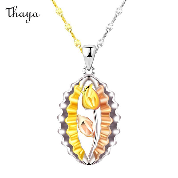 Thaya  925 Silver Gold Rose Necklace