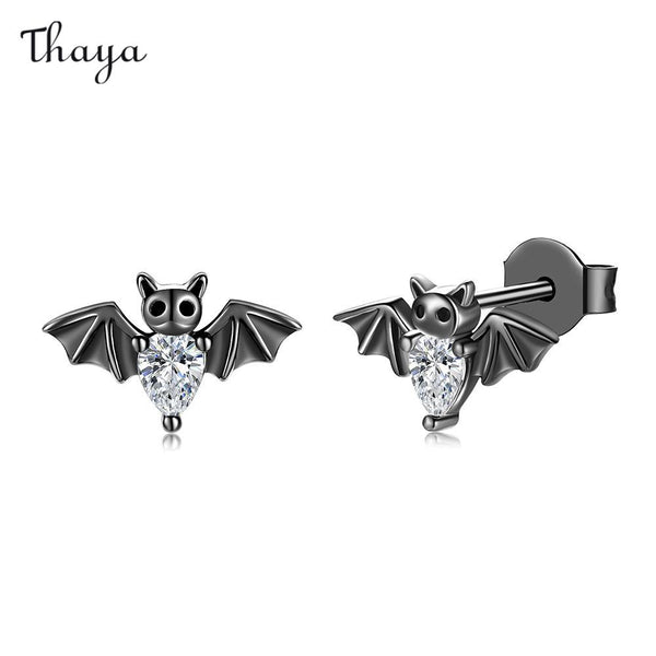 Thaya Black Vampire Gothic Bat Earrings