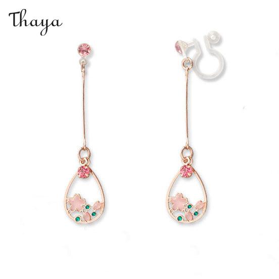 Thaya Water Drop Cherry Blossom  Earrings