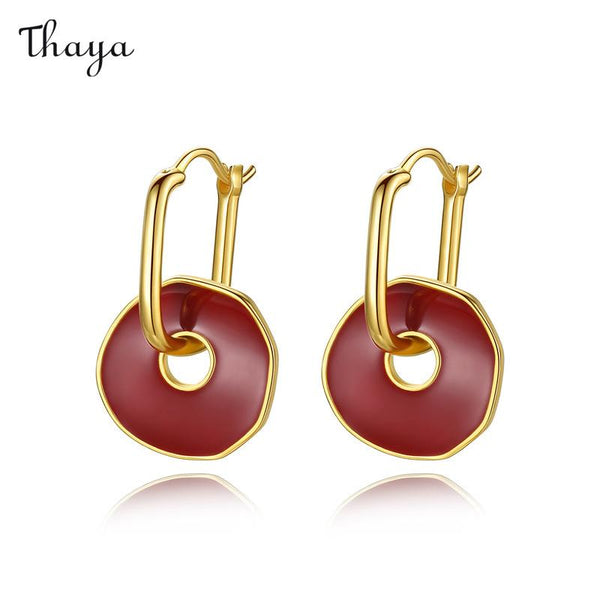 Thaya 925 Silver Red Vintage Earrings