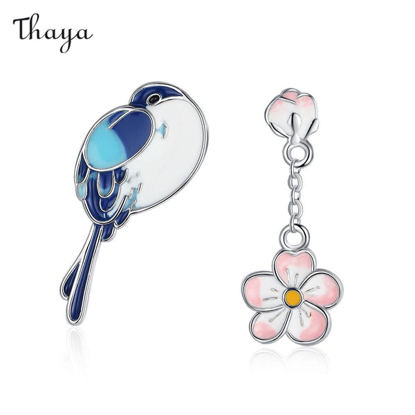 Thaya Epoxy  Plum Blossom Bird  Earrings