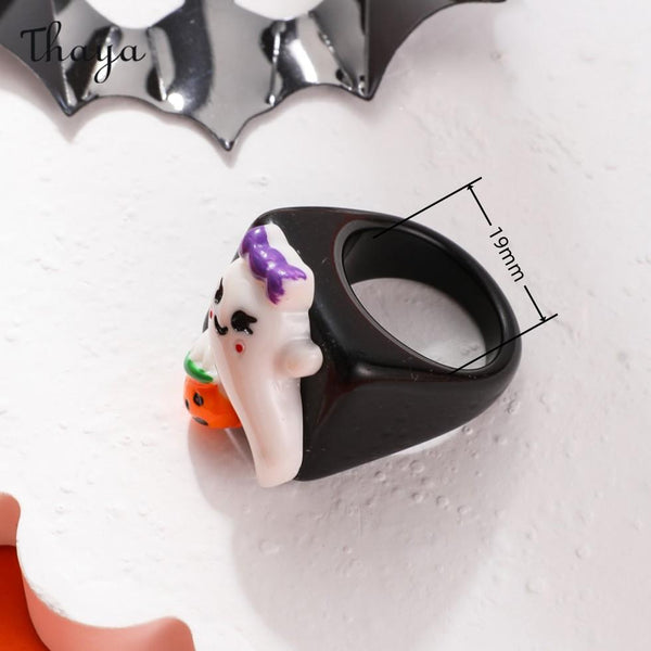 Thaya Halloween Cute Pumpkin Ghost Ring