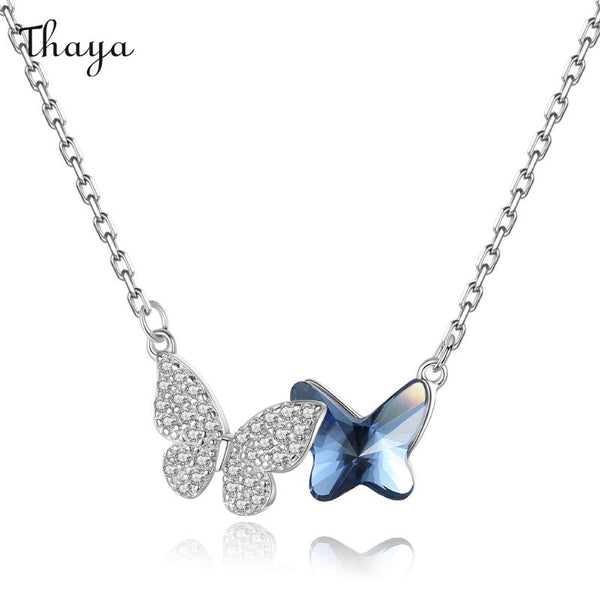 Thaya 925 Silver Double Butterfly Flying Necklace