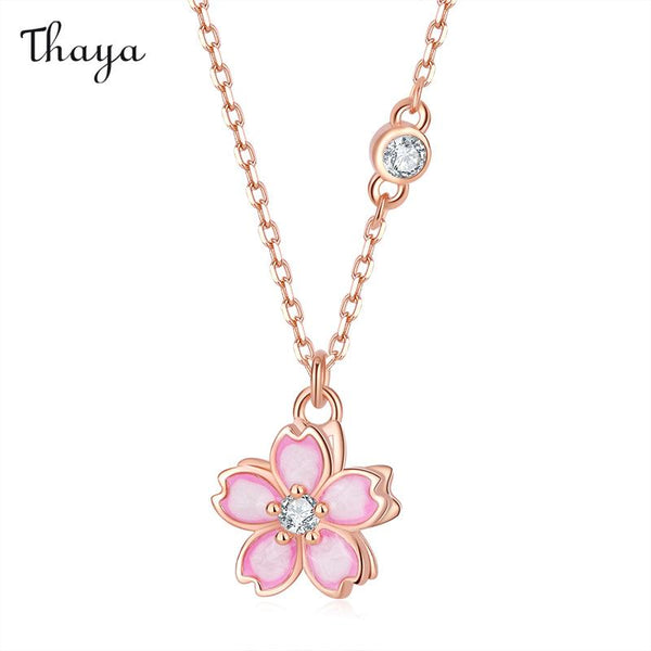 Thaya 925 Silver Cherry Blossom Spinner Necklace
