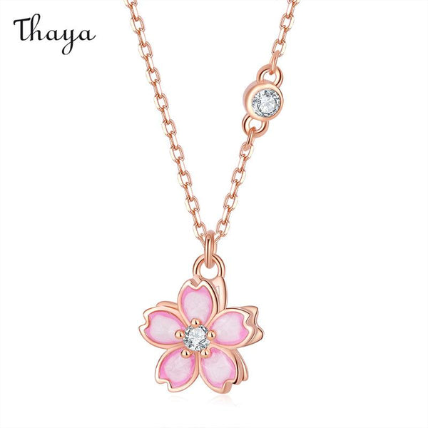 Collier tournant en argent 925 Thaya en forme de fleur de cerisier