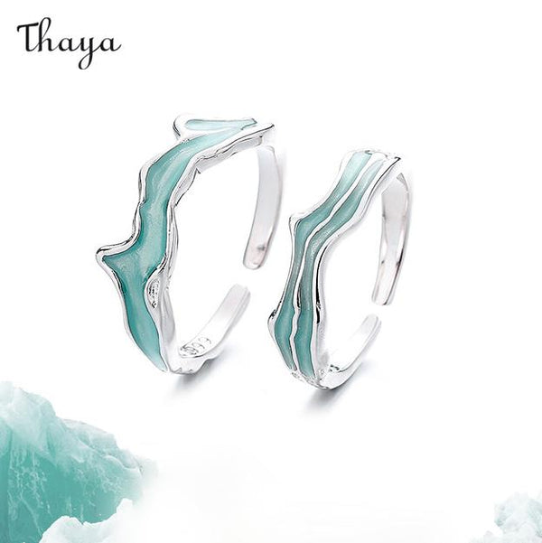 Thaya 999 Silver Glacier Love Couple Rings