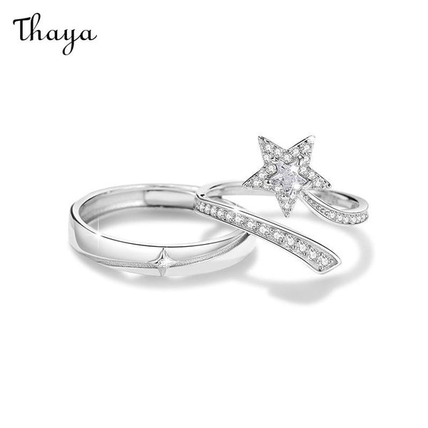 Thaya 925 Silver Star WIsh Couple Rings