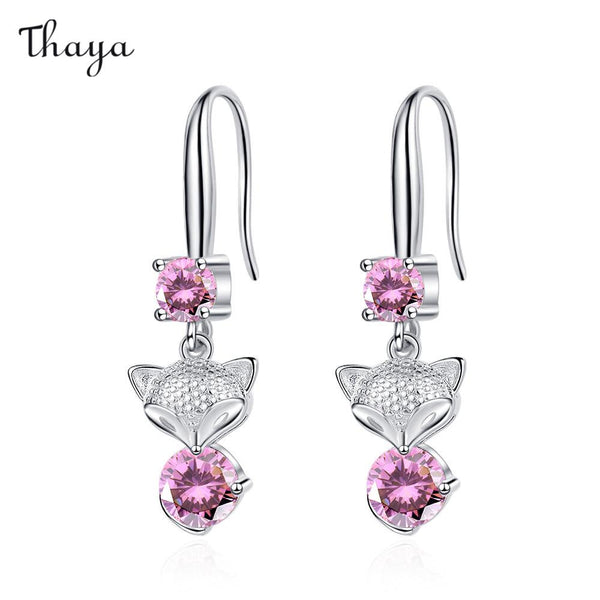 Thaya Pink Diamond And Zircon Fox Earrings
